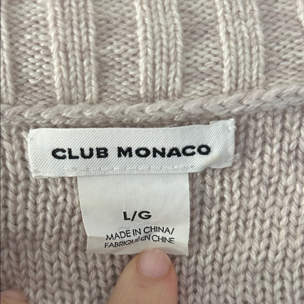 Club Monaco Beige and White Cardigan with Fringe - Picture 3 of 7